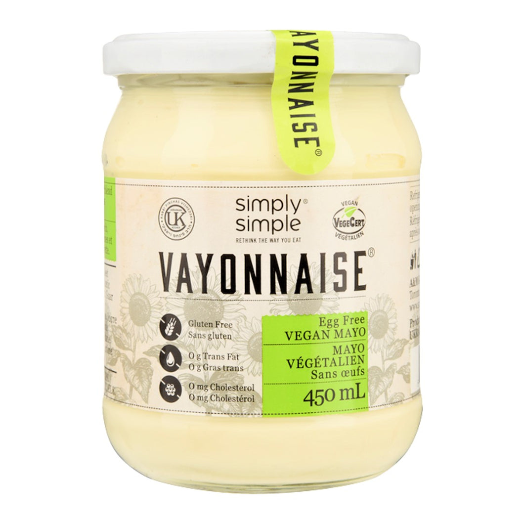 Simply Simple Vayonnaise (Egg Free Vegan Mayo) 450mL (Pack of 4)
